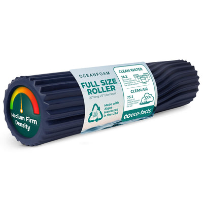Oceanfoam Tidal Roller - Natural - Muscle Massage Foam Roller for Back Pain & Stretching - Firm and Ergonomic Wide Wave Textured - Yoga, Athletics, & Wellness - Full Size, 20" x 5"