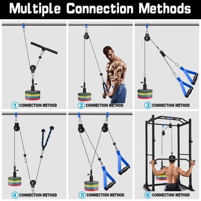 SERTT Weight Cable Pulley System Gym, Upgraded Cable Pulley Attachments for LAT Pull Down, Biceps Curl, Tricep, Arm Workouts - Home Gym Add On Equipment
