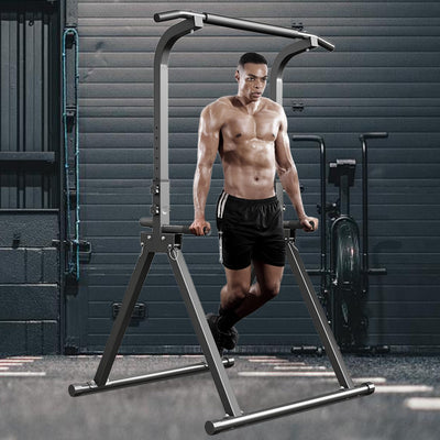 Foldable Pull Up Bar Free Standing Multi-function Power Tower Dip Bar Home Gym Strength Training Equipment 300 LBS Weight Capacity