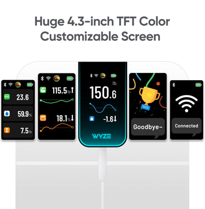 Ultra, Smart Scale with 4.3" Color Display, Digital Bathroom Scale for Body Weight BMI Muscle Mass Composition, Wi-Fi & Bluetooth Body Fat Scale with Heart Rate, 400 lbs (Black)