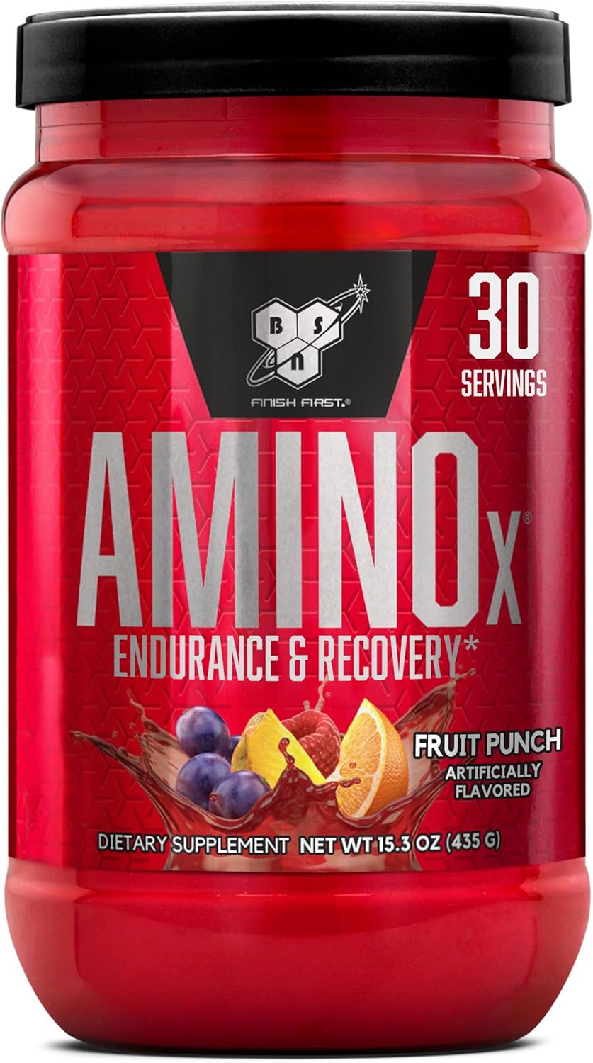 BSN Amino X Muscle Recovery & Endurance Powder with BCAAs, 10 Grams of Amino Acids, Keto Friendly, Caffeine-Free, Support Endurance, Zero Sugar, Grape, 30 servings, 15.34 Ounce (Packaging May Vary)