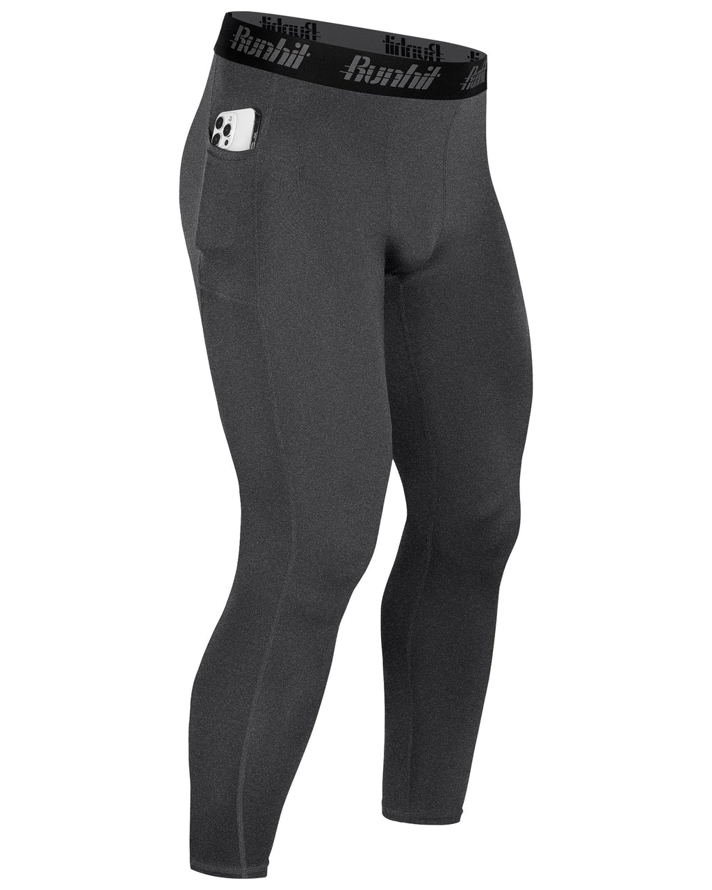 Runhit Mens Compression Pants Running Tights Pockets Sports Leggings Spandex Workout Cycling Athletic Thermal