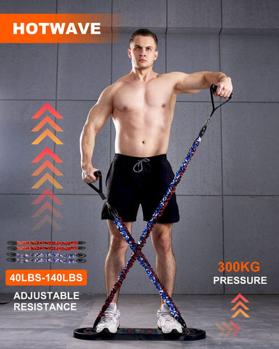 HOTWAVE Portable Exercise Equipment with 16 Gym Accessories,20 in 1 Push Up Board Fitness,Resistance Bands with Ab Roller Wheel,at Home Workout for Men