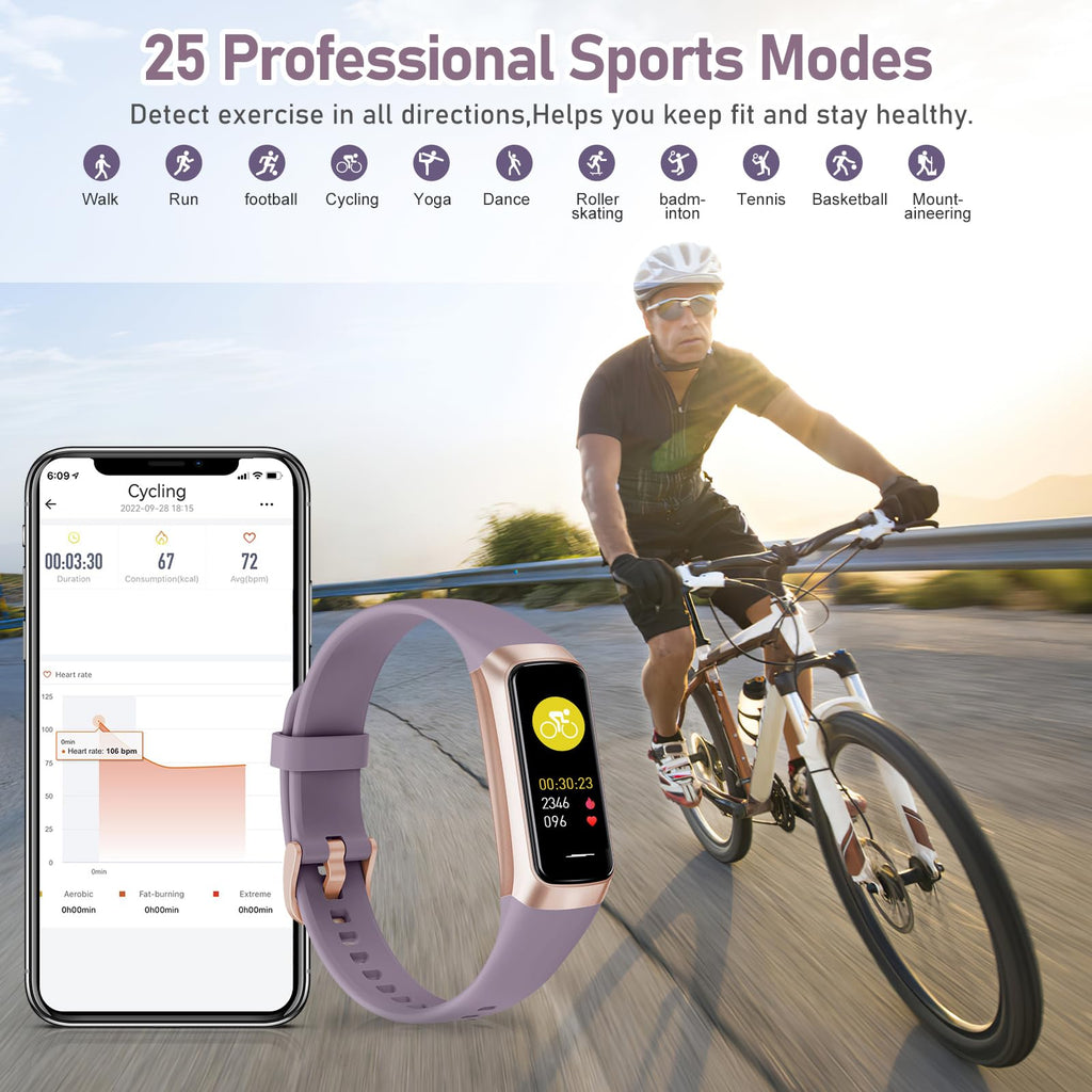 Fitness Tracker with 24/7 Heart Rate, Blood Oxygen Blood Pressure Sleep Monitor, Activity Trackers 5 ATM Waterproof,Step Calorie Counter Pedometer Health Smart Watch for Women Men Bordeaux