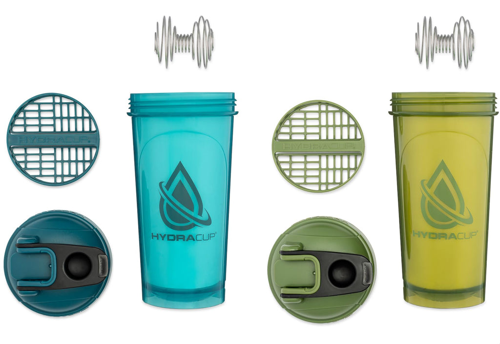 Hydra Cup ProFlow [2 Pack] 28 oz Shaker Bottles for Protein Shakes, Shaker Cups with Ball Blender Whisk, Shaker Bottle with Handle, Travel To Go, BPA Free (Black & Grey, 28oz)