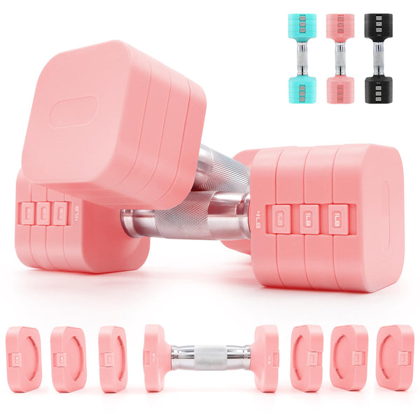 20LBS Adjustable Dumbbell Set, 4 in 1 Free Weights Dumbbells Set for,4lb 6lb 8lb 10lb, with Metal Non Slip Handle，Quick Change，Home Gym Strength Training Equipment for Men and Women