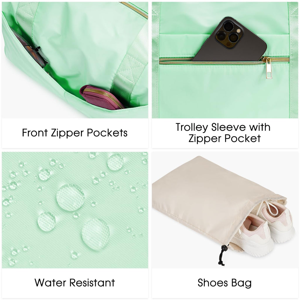 Ceneda 20" Gym Bag for Women with Wet Pocket & Shoe Compartment, Lightweight Duffel Waterproof Carry On Duffle for Travel, Yoga, Overnight (Green)