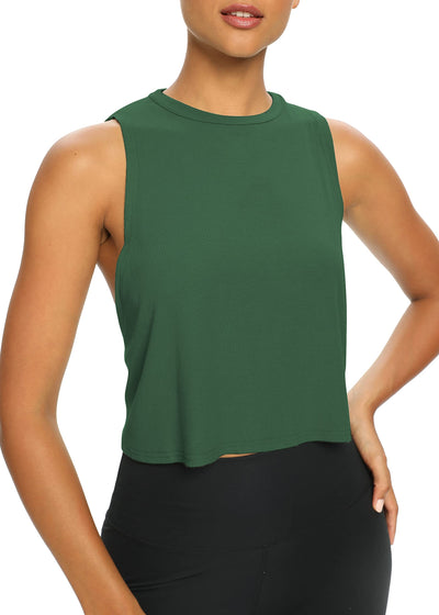 Bestisun Womens Open Back Workout Shirts Cropped Yoga Tank Tops Backless Athletic Clothes