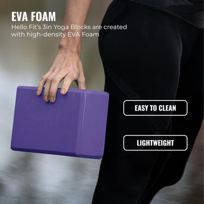 Hello Fit 3" Yoga Block, 10 Pack Bulk EVA Foam Yoga Blocks, Firm and Supportive Yoga Brick, Balance Foam for Stretching, Pilates, and Workout, 3" x 6" x 9"