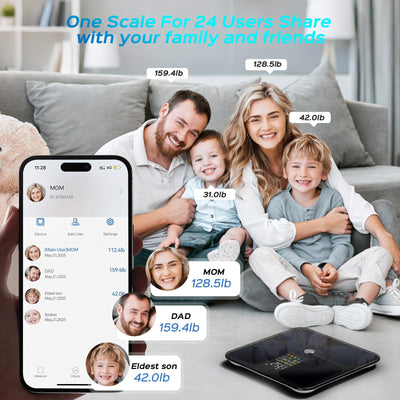 Lepulse Scale for Body Weight, Smart Digital Bathroom Weight Scale with BMI Muscle Mass 20 Body Composition Metrics,4.68"Large Display Body Fat Scales, Heart Rate, Accurate Bluetooth Weighing with App