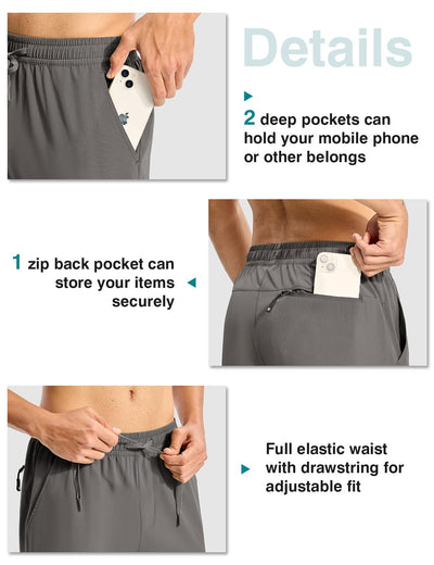 TBMPOY Mens Hiking Pants Lightweight Quick Dry 3 Pockets Travel Fishing Water-Resistant Athletic Workout Sweatpants