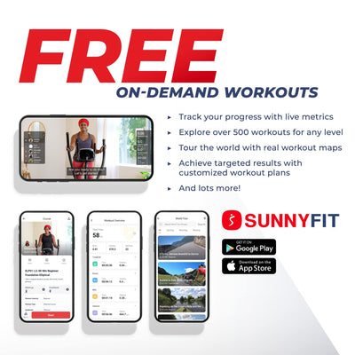 Sunny Health & Fitness Elliptical Trainer Machine w/Built-in Pulse Sensor, Low Impact Cardio Exerciser & Full-Body Cross Training for Home, Optional Free SunnyFit App Link & Electric w/300LB Load
