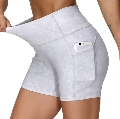 THE GYM PEOPLE High Waist Yoga Shorts for Women's Tummy Control Fitness Athletic Workout Running Shorts with Deep Pockets