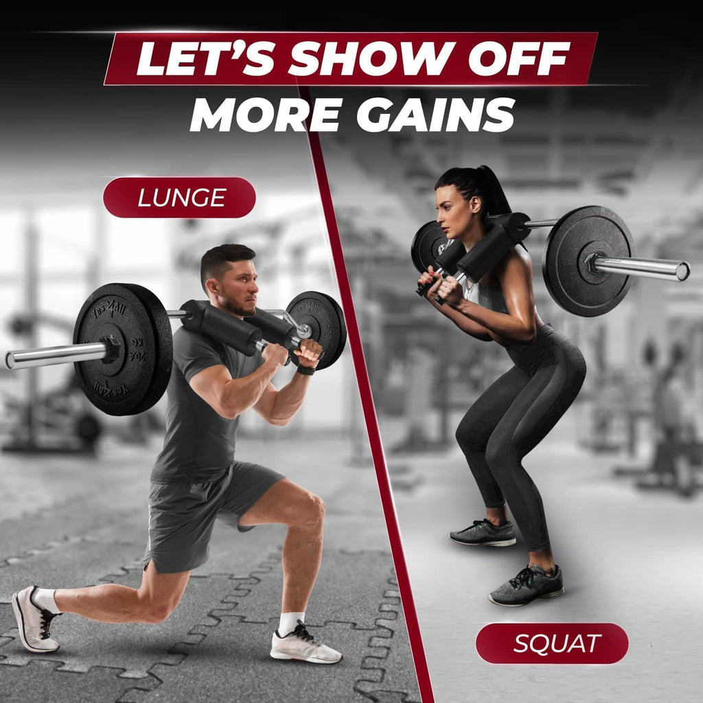 Yes4All Multi Grip Barbell & Cable Attachment - Swiss Bar, American Bar for Greater Range of Motion, with 2 Collars, Fits Olympic Weight Plates - Home Gym & Support Pressing, Lifting & Curls