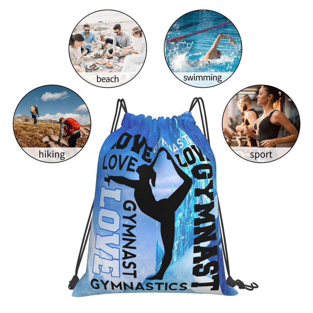 Gymnastics Drawstring Backpack Light Gym String Bag Pink Water Resistant Sackpack Sport Yoga Daypack For Womens Mens