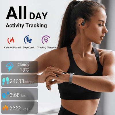 FITVII Nexa Fitness Tracker Answer/Make Calls, Smart Watch with Blood Pressure, Blood Oxygen, 24/7 Heart Rate Monitor, 120+ Sport Mode Activity Tracker with Step Counter, Sleep Tracker for Women Men
