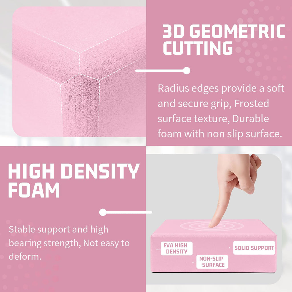 Yoga Blocks 2 Pack, EVA Foam Yoga Block Supportive, Non-Slip Exercise Blocks, Yoga Accessories for Pilates, Meditation, Balance, Stretching and Deep Poses