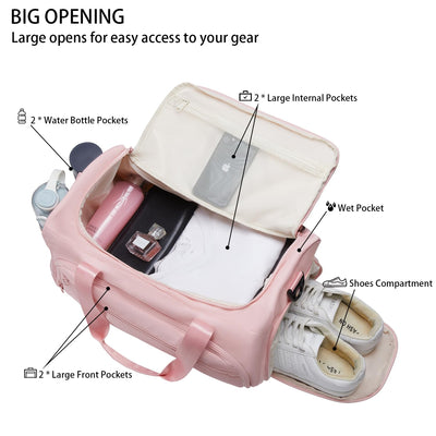 Gym Bag for Men Women, Small Fitness Workout Sports Bag with Wet Pocket & Shoes Compartment, Water Resistant Overnight Weekender Duffel Bag