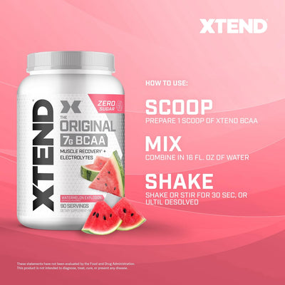 Xtend Original BCAA Powder 7g BCAA and 2.5g L-Glutamine, Sugar Free Post Workout Muscle Recovery Drink with Amino Acids for Men & Women, 30 Servings