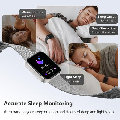 FITVII Health & Fitness Tracker (Answer/Make Calls), Smart Watch with 24/7 Heart Rate and Blood Pressure, Sleep Tracking, Blood Oxygen Monitor, 120+ Sport Modes Activity Tracker for Women Men