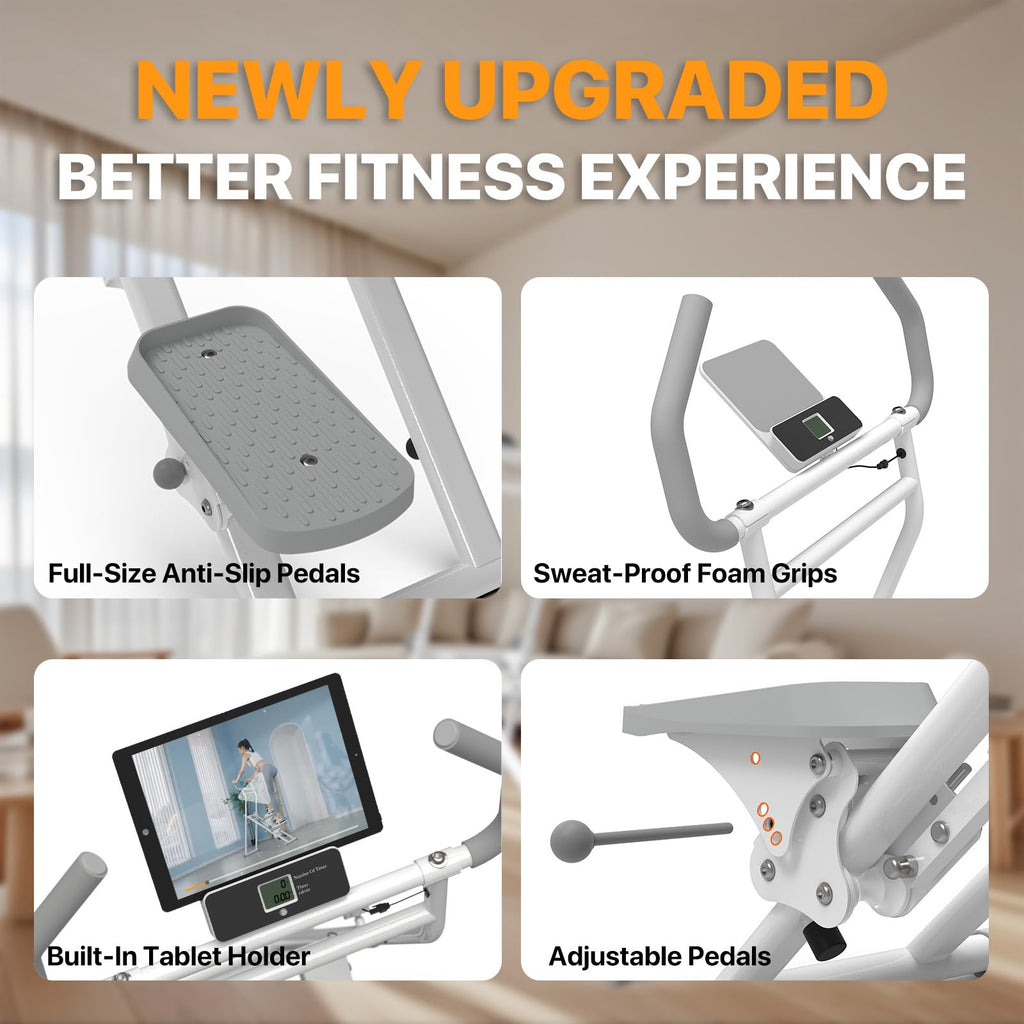 MACYO Stair Stepper for Home Workout - Full-Size Foot Pedals with Tablet Holder, Foldable Stepping Climbers, Easy Assembly, Compact Design for Cardio & Leg Training