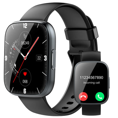 Smart Watch for Men Women(Answer/Make Calls), 1.95" HD Touch Screen Fitness Watch with Sleep Heart Rate Monitor, 110+ Sports Modes, IP68 Waterproof Activity Trackers Compatible with Android iOS, Black