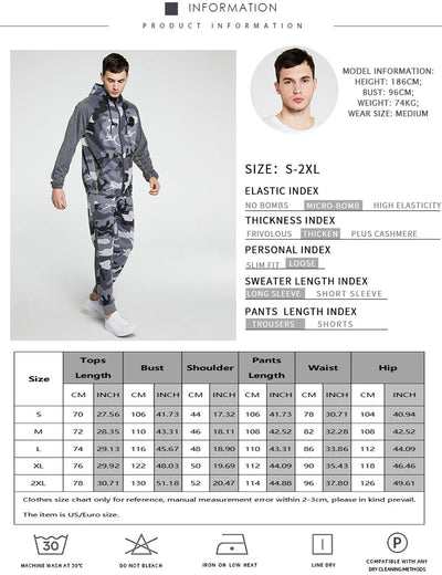 DUOFIER Men's Hooded Athletic Tracksuit Casual Full Zip Jogging Sweatsuits