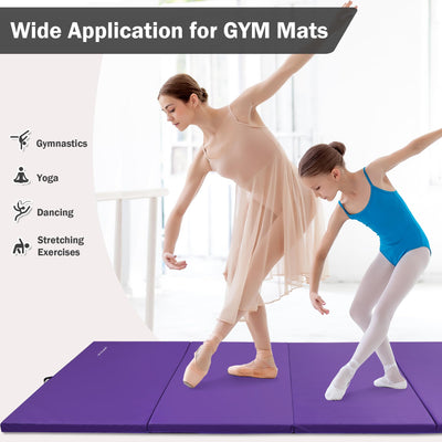 Fitvids Folding Exercise Gymnastics Mat, 4'x8'x2" Gym Workout Mat with Carrying Handles 4-Fold High-Density Anti-Tear Portable Fitness Aerobics Mat for Home Gym Yoga Pilates Tumbling MMA Core Training
