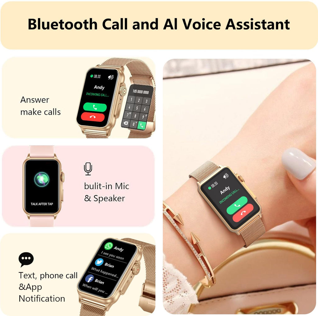 FITVII Nexa Fitness Tracker Answer/Make Calls, Smart Watch with Blood Pressure, Blood Oxygen, 24/7 Heart Rate Monitor, 120+ Sport Mode Activity Tracker with Step Counter, Sleep Tracker for Women Men