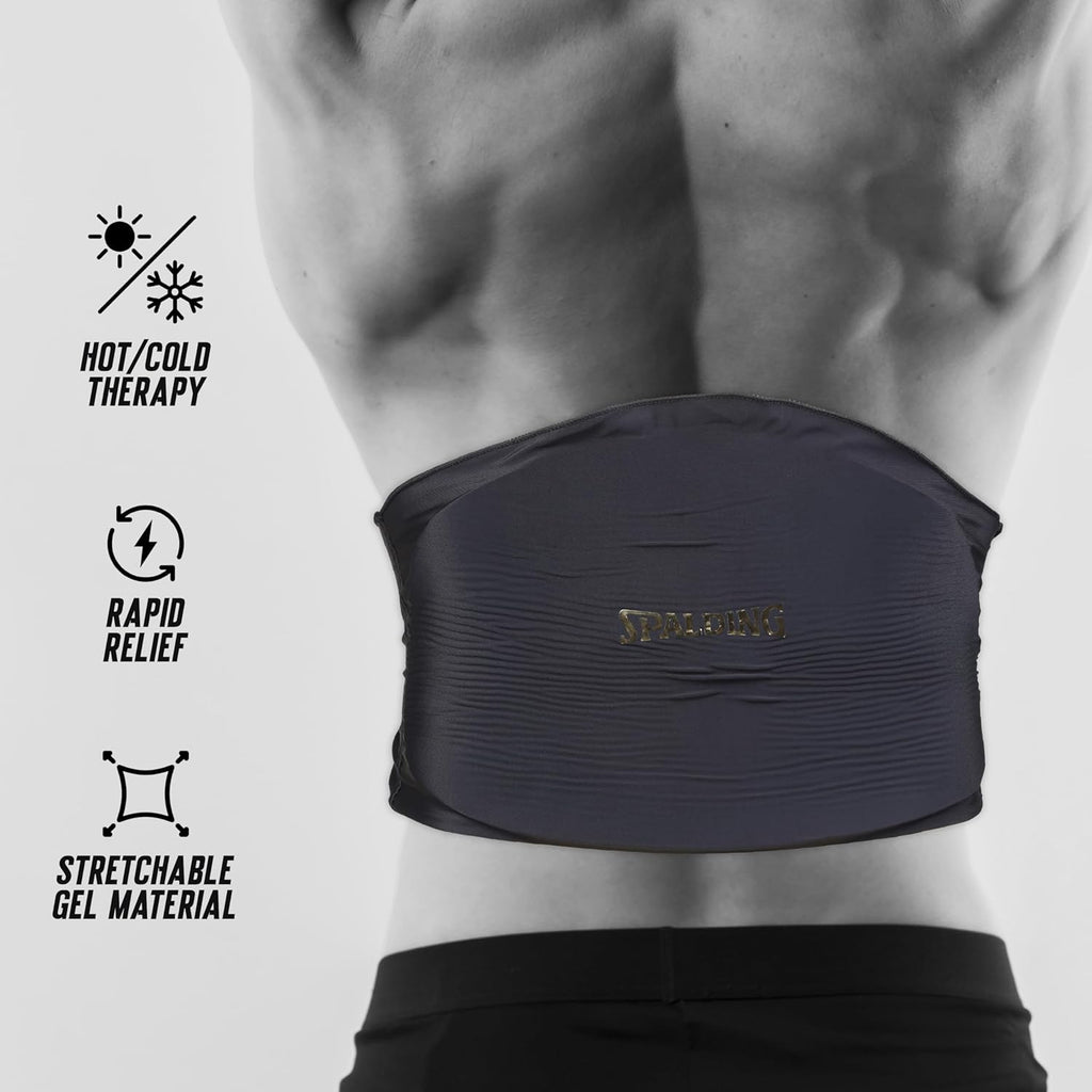 Spalding - Lower & Upper Back Gel Wrap, Hot/Cold Therapy, Reusable Therapy Pad for Pain Relief & Muscle Relaxation (Black)