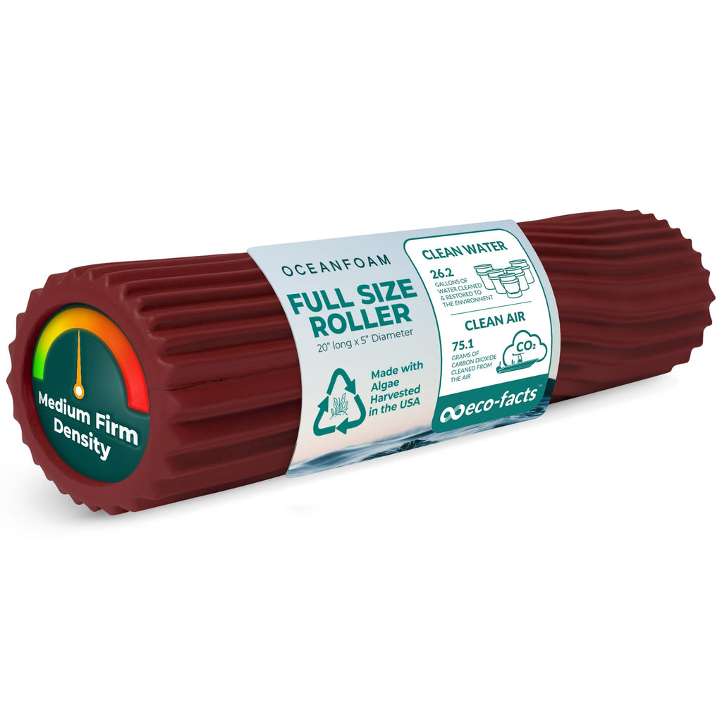 Oceanfoam Tidal Roller - Natural - Muscle Massage Foam Roller for Back Pain & Stretching - Firm and Ergonomic Wide Wave Textured - Yoga, Athletics, & Wellness - Full Size, 20" x 5"