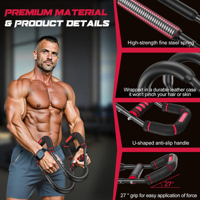 Twister Arm Trainer for Men, Chest Workout Equipment 5-Level Adjustable (40-130lb) with Ergonomic 27° Targets Biceps/Clip/Thigh, Portable Exerciser for Home Gym Travel Fitness