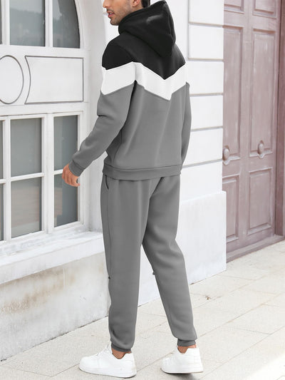 Mens Hoodie Tracksuit Set 2 Pieces Athletic Fleece Hooded Sweatsuit Casual Outfit Sweatshirt and Joggers Set