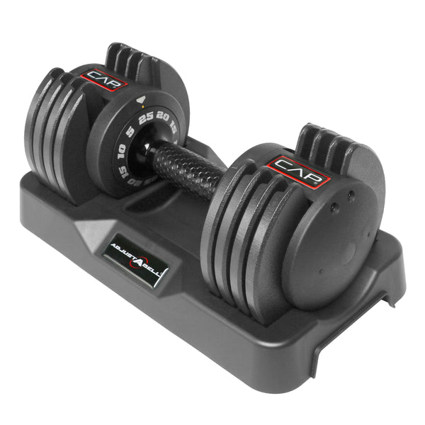 CAP Barbell ADJUSTABELL Adjustable Round Dumbbell Weights - Singles & Pairs | 12.5 lb, 25 lb & 55 lb | Multiple Handle Options