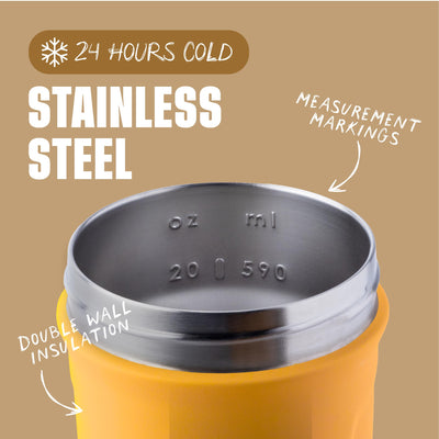 BlenderBottle Strada Shaker Cup Insulated Stainless Steel Water Bottle with Wire Whisk, 24-Ounce, Black