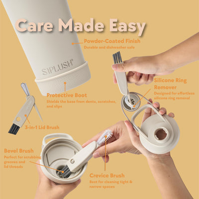 Paradise Shaker Bottle 24 oz, Insulated Stainless Steel Protein Shaker, Dishwasher Safe, with Lid Brush & Protective Boot, Leakproof Twist-Off Chug Cap, Sage Green, Tahoe Mist