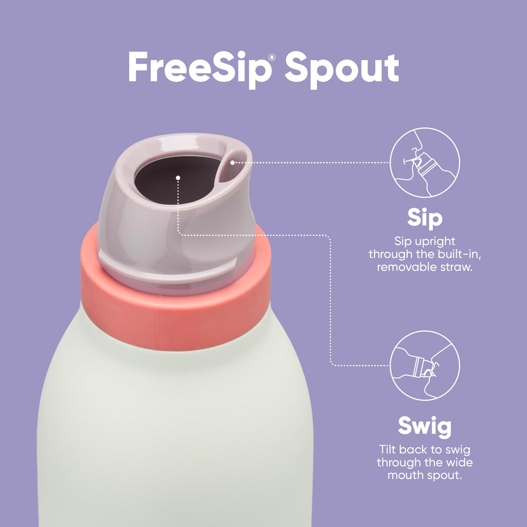 Owala FreeSip Twist Insulated Stainless Steel Water Bottle with Straw for Sports and Travel, BPA-Free, 24-oz, Purple/Purple (California Grapevine)