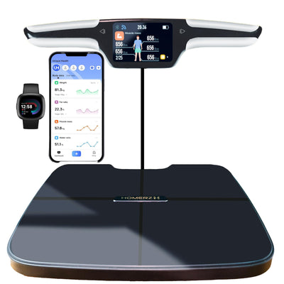 Homerz Smart Scale Pro Max – Bend-Free Smart Scale with BMI, Body Fat, Muscle Mass, Full Body Composition Scale with Digital Weight Tracking, Body Scan Scale with Handle, Body Fat Scanner