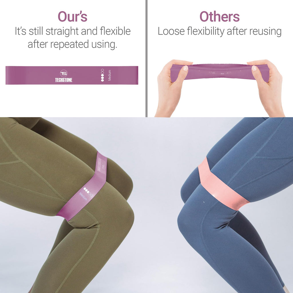 TechStone Resistance Bands Set for Men and Women, Pack of 5 Different Levels Elastic Band for Home Gym Long Exercise Workout – Great Fitness Equipment for Training, Yoga – Free Carrying Bag