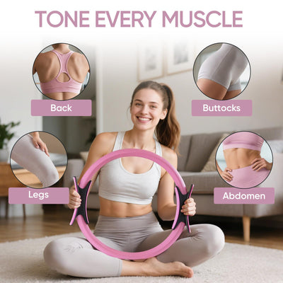 Home Pilates Kit for Women Pilates Equipment Ring and Ball Set Magic Circle Hoop with 5 Resistance Bands Compact Toning Fitness Essentials Starter Set Accessories