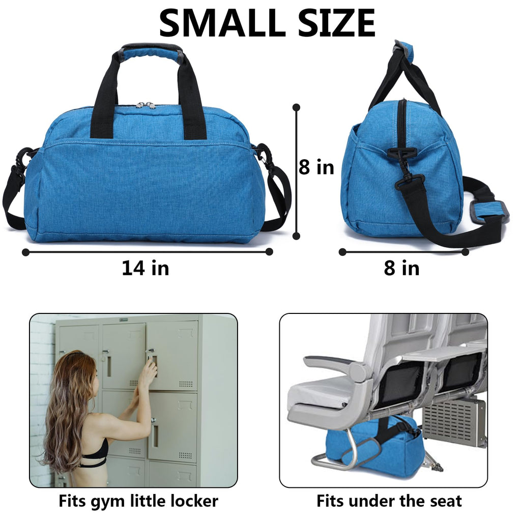 14 inch Small Gym Bag for Women & Men, Mini Duffel Bag for Travel Sports Lightweight Carry On Bag (Light Green)
