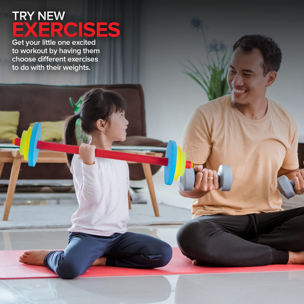 Modern Innovations Kids Weight Set (2 Pack) Toy Dumbbells, Baby Dumbbell Workout Weights, Fun Fitness and Exercise Equipment for Toddlers - Black & Gray…