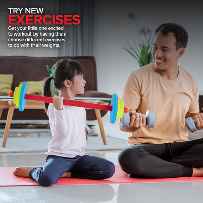 Modern Innovations Kids Weight Set (2 Pack) Toy Dumbbells, Baby Dumbbell Workout Weights, Fun Fitness and Exercise Equipment for Toddlers - Black & Gray…