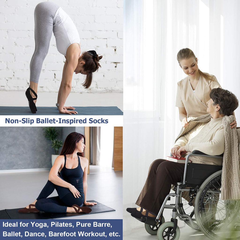 Ozaiic Pilates Socks for Women Non Slip Grip, Yoga Socks with Grippers for Barre, Hospital, Ballet, Dance, Barefoot Workout