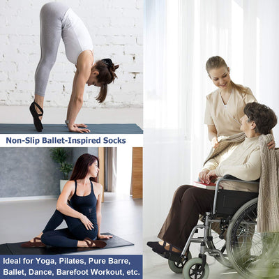 Ozaiic Pilates Socks for Women Non Slip Grip, Yoga Socks with Grippers for Barre, Hospital, Ballet, Dance, Barefoot Workout