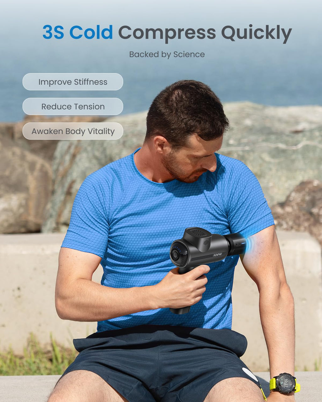 RENPHO Active Thermacool 2 Massage Gun with Heat and Cold Therapy, Christmas Gifts, [2025 Upgraded] Professional Deep Tissue Handheld Massager, Percussion Body Muscle Masajeador for Men Women Athletes