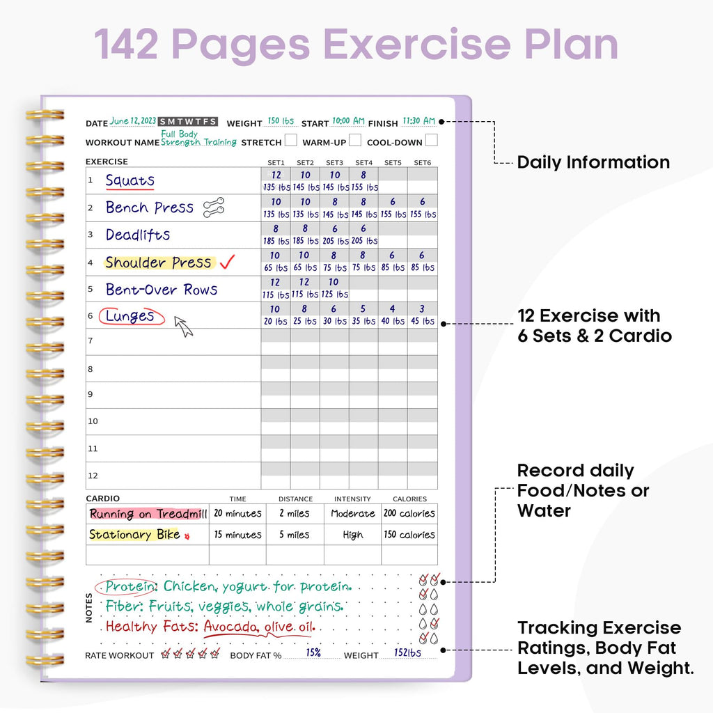 Fitness Workout Journal for Women & Men, A5(5.5" x 8.2") Workout Log Book Planner for Tracking, Progress, and Achieving Your Wellness Goals - Green