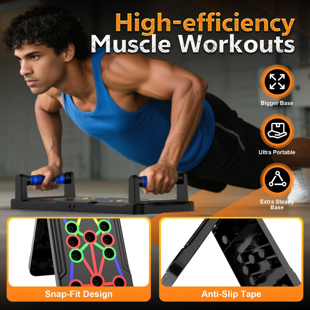 Solid Push Up Board 15 in 1 Home Workout Equipment Multi-Functional Pushup Stands System Fitness Floor Chest Muscle Exercise Professional Equipment Burn Fat Strength Training Arm Men & Women Weights