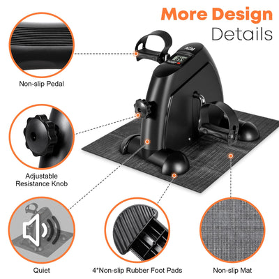 Mini Exercise Bike, AGM Under Desk Bike Pedal Exerciser Foot Cycle Arm & Leg Pedal Exerciser with LCD Screen Displays