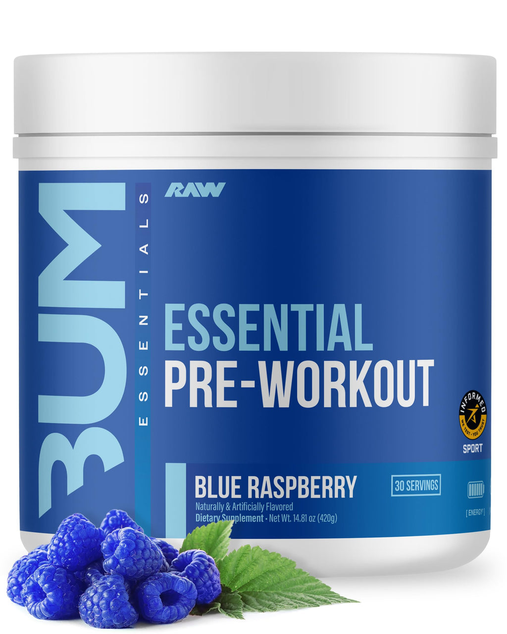 RAW Nutrition - Essential Pre - Chris Bumstead Pre Workout Formula, Sports Nutrition Pre-Workout Powders | Men & Womens Drink, Energy Powder for Working Out (Peach Mango)